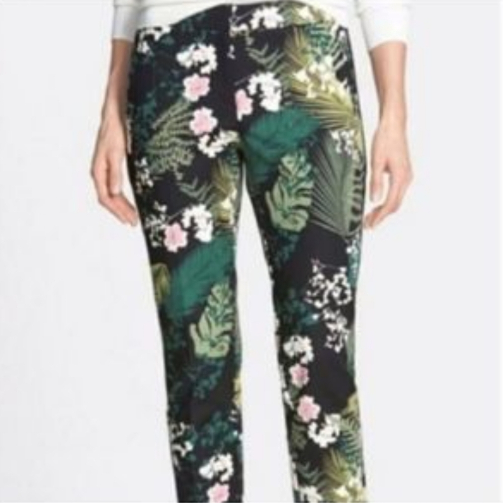 Adrianna Papell Cotton Ponte Knit Pant Botanical Ankle Dress Pant Trouse…